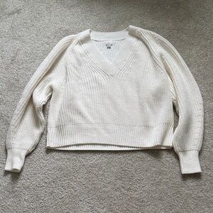 a new day Women's V-Neck Sweater - cream S